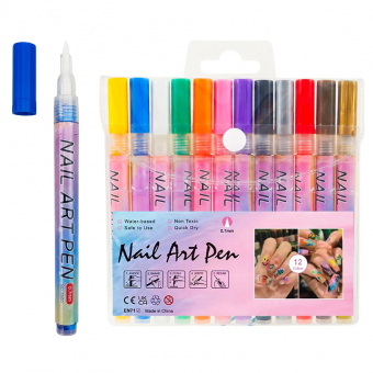 Купить Набор маркеров для дизайна ногтей 12 цв/уп №5500 оптом